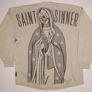 #1027  Spirit Jersey Graphic Sweater with Saint Sinner Design